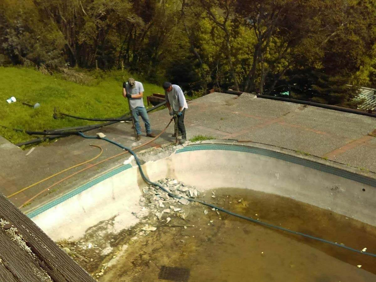 Matt and Jim are working on a Bay Area pool demolition job